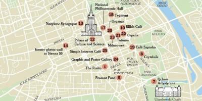 शहर पर्यटन स्थलों का भ्रमण वारसॉ नक्शा